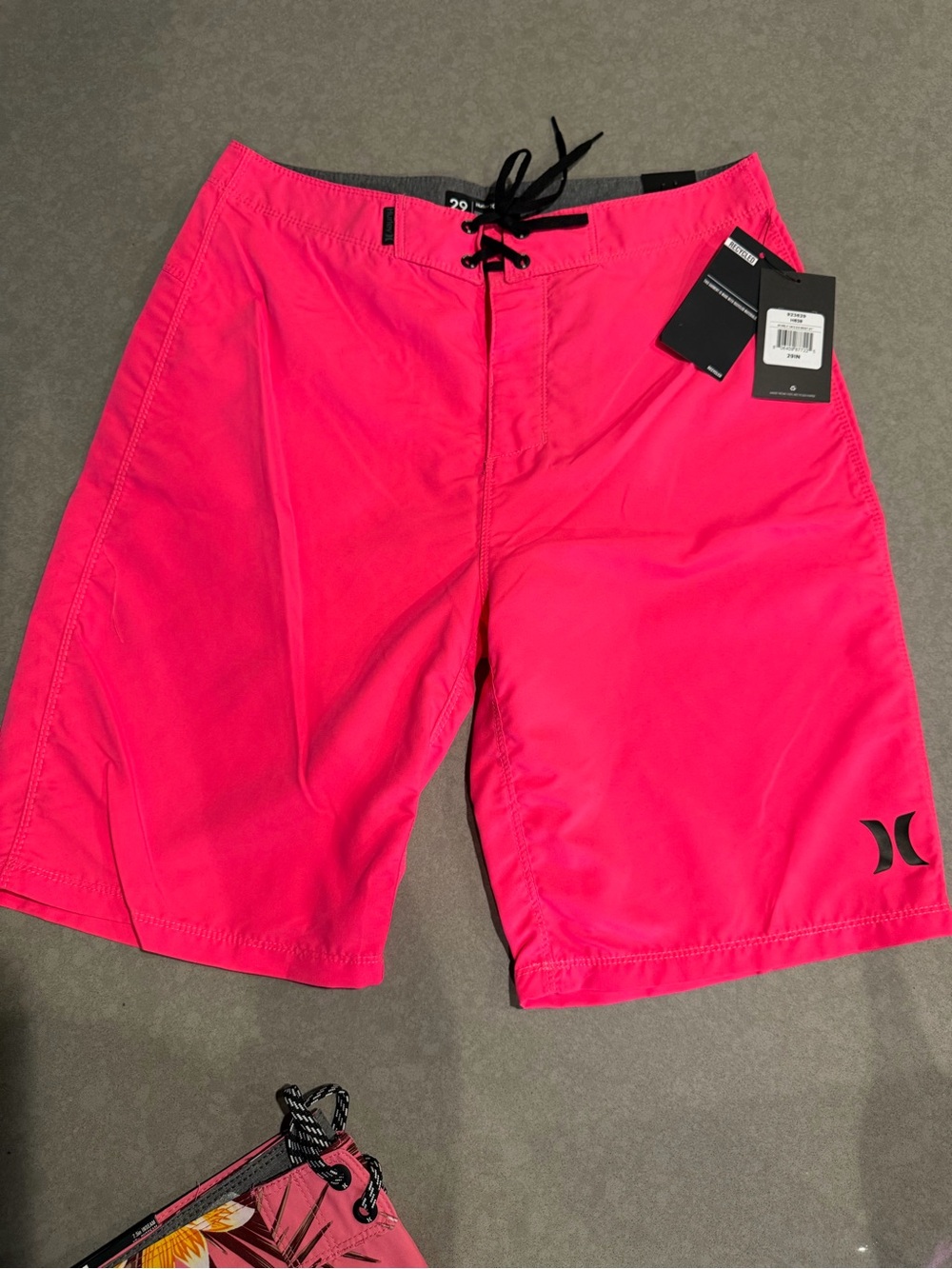 Hurley Men’s Hot Pink Boardshorts with Black Waist Tie